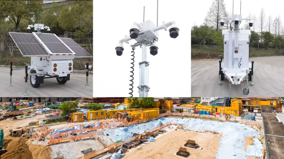 Mobiler Videoturm auf einer Baustelle nahe der A8