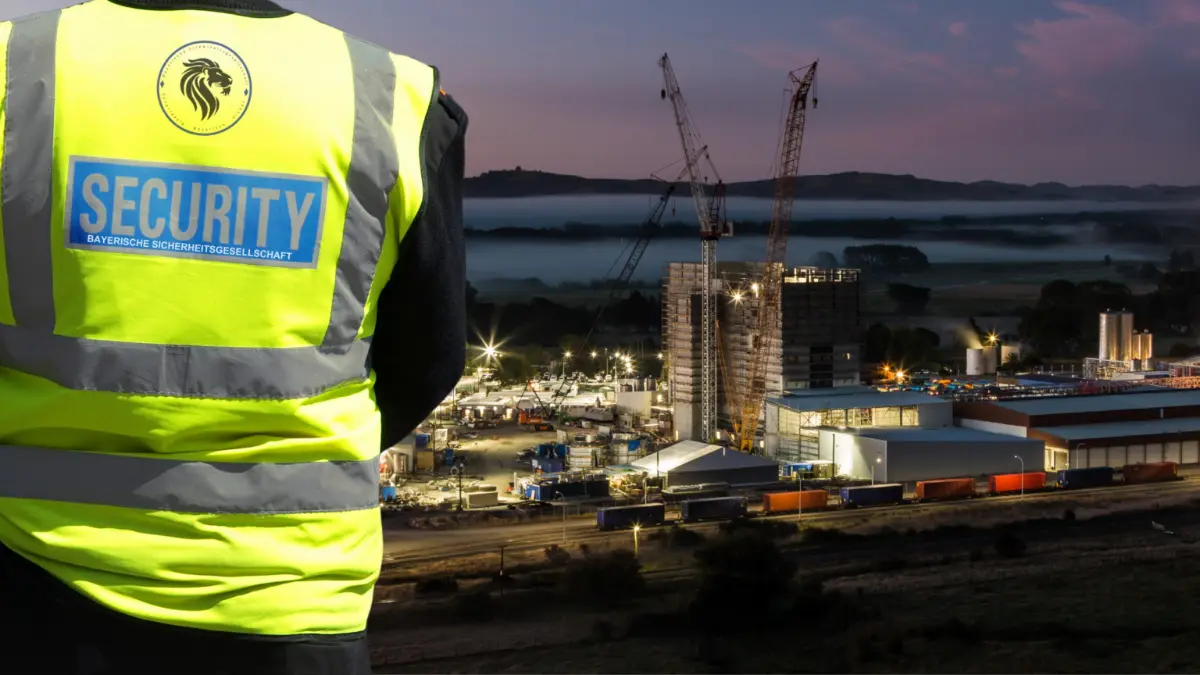 Sicherheitsmitarbeiter der Bayerischen Sicherheitsgesellschaft bei Nacht in München